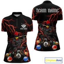 Load image into Gallery viewer, Funny Rooster 8 Ball Billiard Shirt For Women Custom Thunder Red Billiard Pool Shirt, Billiard Attire NYN3145
