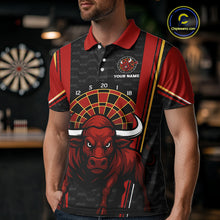 Load image into Gallery viewer, Red Powerful Bull Darts Dartboard Shirt For Men - Custom Team &amp; Player Name NYN0359