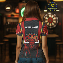 Load image into Gallery viewer, Red Powerful Bull Darts Dartboard Shirt For Women - Custom Team &amp; Player Name NYN0359