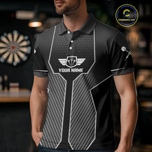 Load image into Gallery viewer, Dart Arrow &amp; Lion Head Black Darts Shirt For Men - Custom Team &amp; Player Name NYN0362