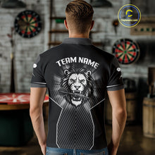 Load image into Gallery viewer, Dart Arrow &amp; Lion Head Black Darts Shirt For Men - Custom Team &amp; Player Name NYN0362