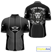 Load image into Gallery viewer, Dart Arrow &amp; Lion Head Black Darts Shirt For Men - Custom Team &amp; Player Name NYN0362