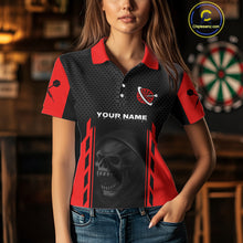 Load image into Gallery viewer, Black &amp; Red Grim Reaper Dartboard Darts Shirt For Women Custom Team Name NYN0365