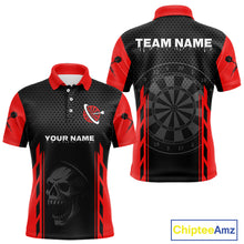 Load image into Gallery viewer, Black &amp; Red Grim Reaper Dartboard Darts Shirt For Men Custom Team Name NYN0365