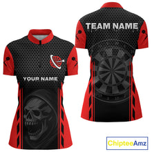Load image into Gallery viewer, Black &amp; Red Grim Reaper Dartboard Darts Shirt For Women Custom Team Name NYN0365