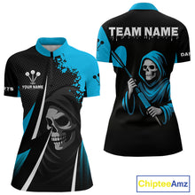 Load image into Gallery viewer, Blue Grim Reaper Holding Dart Arrow Darts Shirt For Men Custom Team Name NYN0367