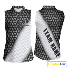 Load image into Gallery viewer, Grey poker golf polo shirt for women custom white golf ball team apparel