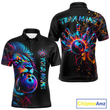 Load image into Gallery viewer, Funny Lion Colorful Splatter Bowling Polo Shirt For Men Custom Bowling Team Jersey Personalized League Bowler Apparel