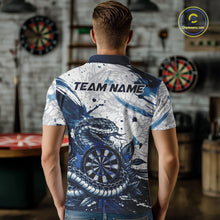 Load image into Gallery viewer, Red &amp; Grey Smokes Dartboard Custom Men Darts Polo Shirts Grunge Dart League Jerseys NYN2279