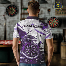 Load image into Gallery viewer, Custom White And Purple Splatter Cobra Dartboard Men Darts Polo Shirts Grunge Dart Jerseys NYN2270