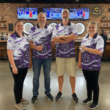 Load image into Gallery viewer, Custom White And Purple Splatter Cobra Dartboard Men Darts Polo Shirts Grunge Dart Jerseys NYN2270