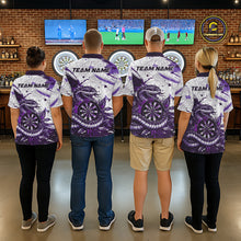 Load image into Gallery viewer, Custom White And Purple Splatter Cobra Dartboard Men Darts Polo Shirts Grunge Dart Jerseys NYN2270