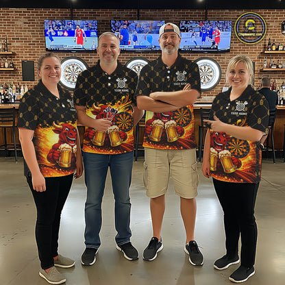 Bull & Cheer Beers Dartboard Custom Funny Darts Polo Shirts Women Dart Team Jerseys | Black NYN2272