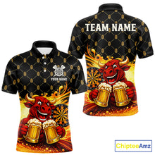 Load image into Gallery viewer, Bull &amp; Cheer Beers Dartboard Custom Funny Darts Polo Shirts Men Dart Team Jerseys | Black NYN2272
