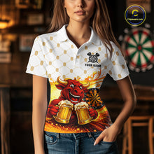 Load image into Gallery viewer, Bull &amp; Cheer Beers Dartboard Custom Funny Darts Polo Shirts Women Dart Team Jerseys | White NYN2273