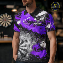 Load image into Gallery viewer, Purple &amp; Grey Smokes Dartboard Custom Men Darts Polo Shirts Grunge Dart League Jerseys NYN2278