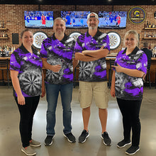 Load image into Gallery viewer, Purple &amp; Grey Smokes Dartboard Custom Men Darts Quarter-Zip Shirts Grunge Dart League Jerseys NYN2278