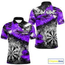 Load image into Gallery viewer, Purple &amp; Grey Smokes Dartboard Custom Men Darts Polo Shirts Grunge Dart League Jerseys NYN2278