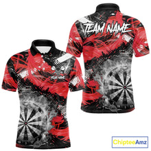 Load image into Gallery viewer, Red &amp; Grey Smokes Dartboard Custom Men Darts Polo Shirts Grunge Dart League Jerseys NYN2279