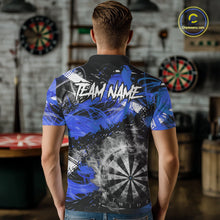 Load image into Gallery viewer, Blue &amp; Grey Smokes Dartboard Custom Men Darts Polo Shirts Grunge Dart League Jerseys NYN2280