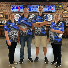 Load image into Gallery viewer, Blue &amp; Grey Smokes Dartboard Custom Men Darts Quarter-Zip Shirts Grunge Dart League Jerseys NYN2280