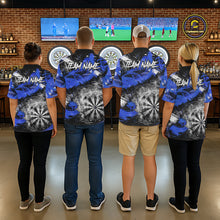 Load image into Gallery viewer, Blue &amp; Grey Smokes Dartboard Custom Men Darts Quarter-Zip Shirts Grunge Dart League Jerseys NYN2280