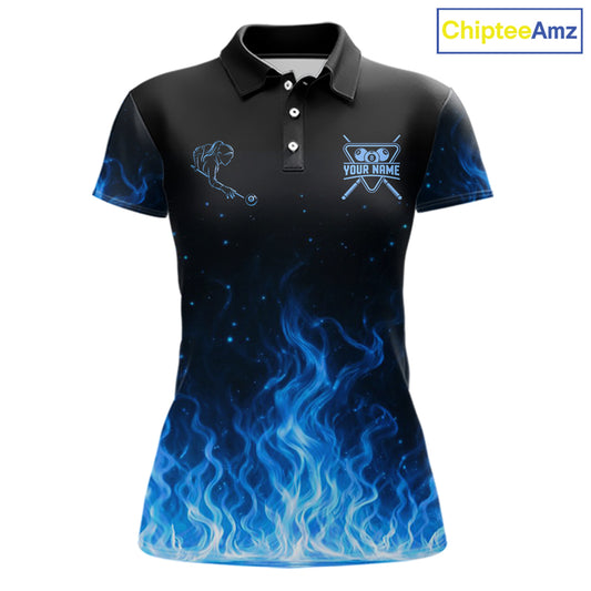 Custom Blue Flaming Pool 8 Ball Billiard Shirt For Men Personalized 3D Ball Billiard Attire Gifts NYN2570