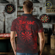 Load image into Gallery viewer, Red Grunge Roses Heart Dartboard Men Darts Valentine Shirt Custom Dart Polo Couple Gifts NYN2573