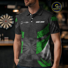 Load image into Gallery viewer, Dartboard &amp; Green Cracked Pattern For Champions Darts Shirt For Men - Custom Name NYN0370