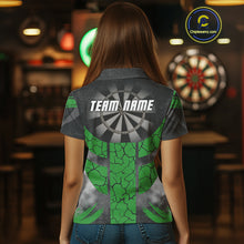 Load image into Gallery viewer, Dartboard &amp; Green Cracked Pattern For Champions Darts Shirt For Women - Custom Name NYN0370