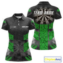 Load image into Gallery viewer, Dartboard &amp; Green Cracked Pattern For Champions Darts Shirt For Women - Custom Name NYN0370