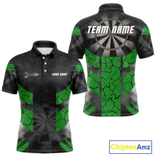 Load image into Gallery viewer, Dartboard &amp; Green Cracked Pattern For Champions Darts Shirt For Men - Custom Name NYN0370