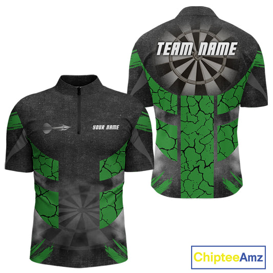 Dartboard & Green Cracked Pattern For Champions Darts Shirt For Men - Custom Name NYN0370