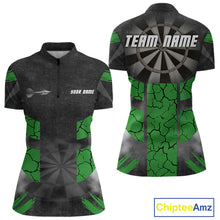 Load image into Gallery viewer, Dartboard &amp; Green Cracked Pattern For Champions Darts Shirt For Women - Custom Name NYN0370