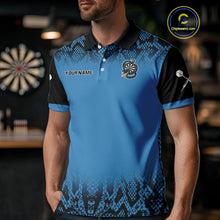 Load image into Gallery viewer, Navy Snake &amp; Reptile Skin With Striking Dartboard Darts Shirt For Men - Custom Name NYN0372