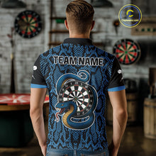 Load image into Gallery viewer, Navy Snake &amp; Reptile Skin With Striking Dartboard Darts Shirt For Men - Custom Name NYN0372