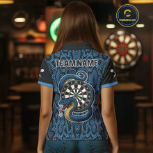 Load image into Gallery viewer, Navy Snake &amp; Reptile Skin With Striking Dartboard Darts Shirt For Women - Custom Name NYN0372