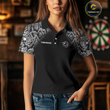 Load image into Gallery viewer, Grey Snake &amp; Reptile Skin With Striking Dartboard Darts Shirt For Women - Custom Team Name NYN0374