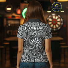 Load image into Gallery viewer, Grey Snake &amp; Reptile Skin With Striking Dartboard Darts Shirt For Women - Custom Team Name NYN0374