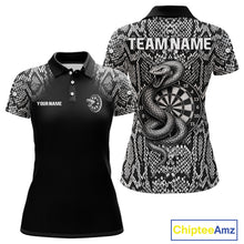 Load image into Gallery viewer, Grey Snake &amp; Reptile Skin With Striking Dartboard Darts Shirt For Women - Custom Team Name NYN0374