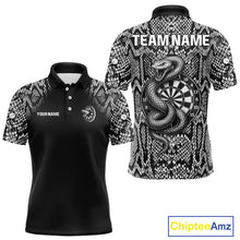 Load image into Gallery viewer, Grey Snake &amp; Reptile Skin With Striking Dartboard Darts Shirt For Men - Custom Team Name NYN0374