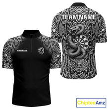 Load image into Gallery viewer, Grey Snake &amp; Reptile Skin With Striking Dartboard Darts Shirt For Men - Custom Team Name NYN0374