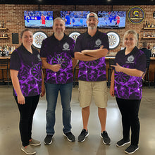 Load image into Gallery viewer, Custom Thunder Lightning Dartboard Women Dart Polo &amp; 1/4-Zip Shirt, Gifts For Dart Players | Purple NYN3338