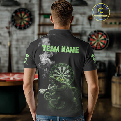 Black And Green Crocodile Grey Smoke Custom Dart Men Polo Shirt Funny Dart Jerseys NYN1790