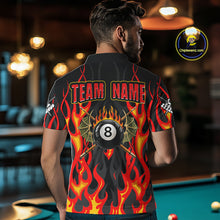 Load image into Gallery viewer, Red Flaming Pool 8 Ball Men Billiard Polo &amp; Quarter-Zip Shirt Custom Billiard Team Jerseys NYN2285