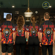 Load image into Gallery viewer, Red Flaming Pool 8 Ball Men Billiard Polo &amp; Quarter-Zip Shirt Custom Billiard Team Jerseys NYN2285