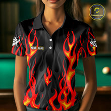 Load image into Gallery viewer, Red Flaming Pool 8 Ball Women Billiard Polo &amp; Quarter-Zip Shirt Custom Billiard Team Jerseys NYN2285