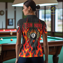 Load image into Gallery viewer, Red Flaming Pool 8 Ball Women Billiard Polo &amp; Quarter-Zip Shirt Custom Billiard Team Jerseys NYN2285