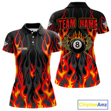 Load image into Gallery viewer, Red Flaming Pool 8 Ball Women Billiard Polo &amp; Quarter-Zip Shirt Custom Billiard Team Jerseys NYN2285