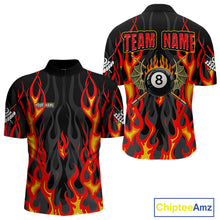 Load image into Gallery viewer, Red Flaming Pool 8 Ball Men Billiard Polo &amp; Quarter-Zip Shirt Custom Billiard Team Jerseys NYN2285